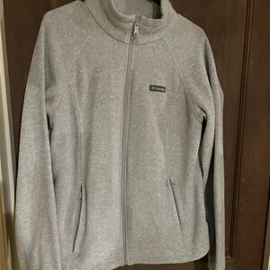 Columbia Gray Zip Jacket with High Collar and Fleece Fabric
